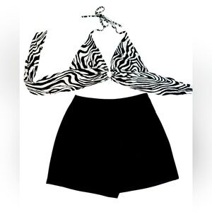 Cute Fashion Nova black SKORT with Zebra halter, size XS